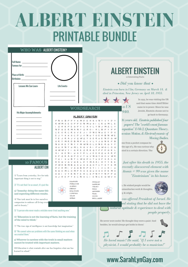 Albert Einstein Free Printable Pack