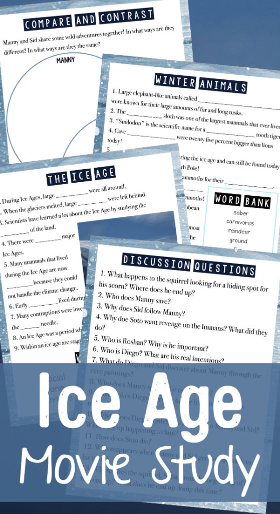 Ice Age Movie Free Printable Lesson Pack