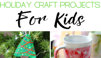Fun different Holiday Craft Ideas for Kids pictured like nailpolish marble mugs, scented tree ornaments and more