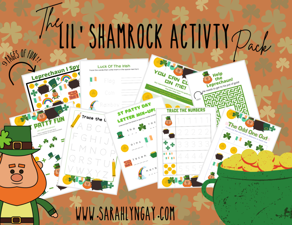 St Patrick's Day Activities For Kids article cover image that shows the entire set